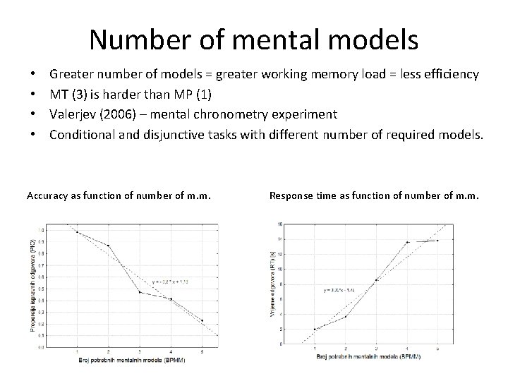 Number of mental models • • Greater number of models = greater working memory