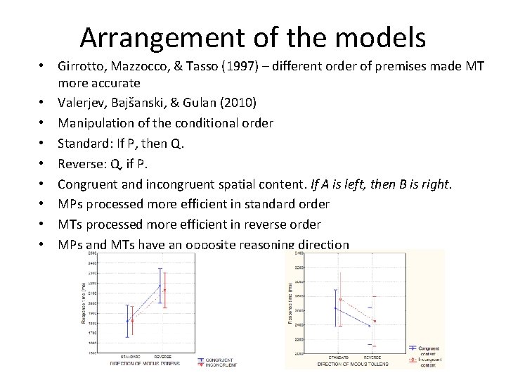 Arrangement of the models • Girrotto, Mazzocco, & Tasso (1997) – different order of
