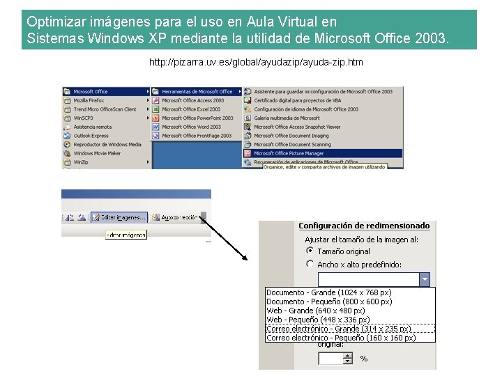 Optimizar imágenes para el uso en Aula Virtual en Sistemas Windows XP mediante la