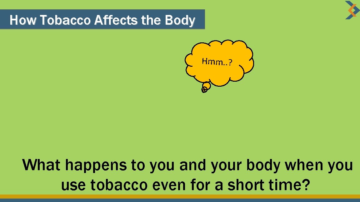 How Tobacco Affects the Body Hmm. . ? What happens to you and your