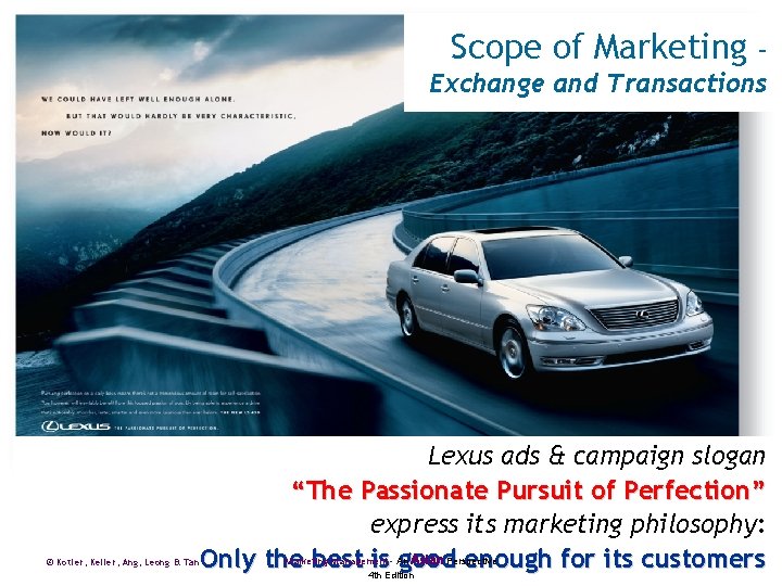 Scope of Marketing – Exchange and Transactions © Kotler, Keller, Ang, Leong & Tan