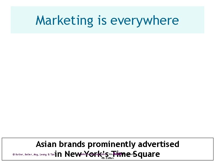 Marketing is everywhere Asian brands prominently advertised Asian in New York’s Time Square ©