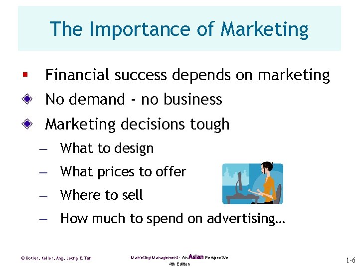 The Importance of Marketing § Financial success depends on marketing No demand - no