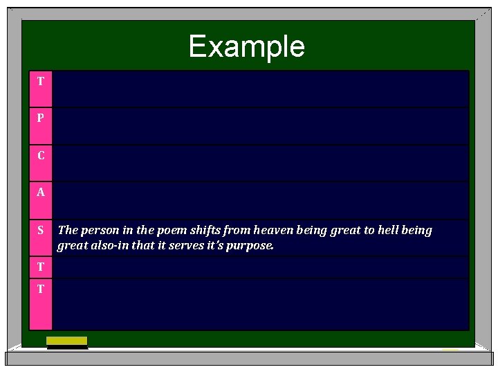 Example T P C A S T T The person in the poem shifts