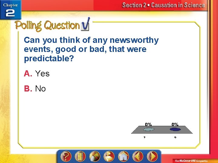 Can you think of any newsworthy events, good or bad, that were predictable? A.