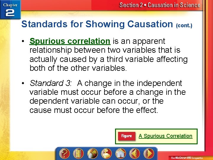 Standards for Showing Causation (cont. ) • Spurious correlation is an apparent relationship between