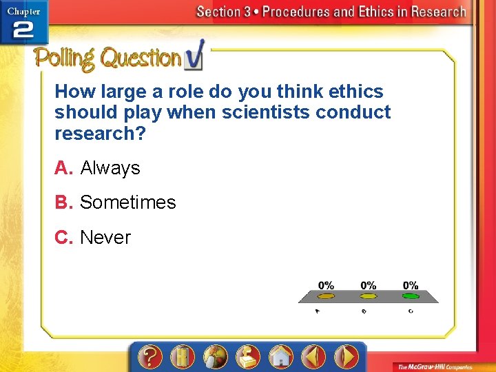 How large a role do you think ethics should play when scientists conduct research?