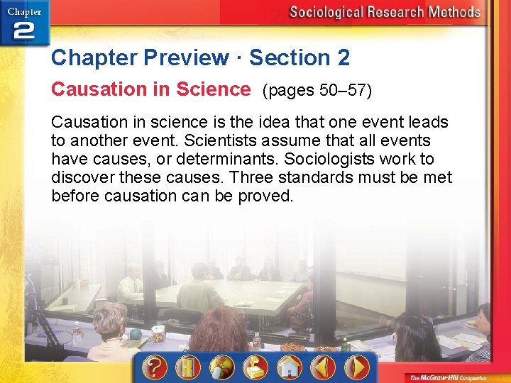 Chapter Preview · Section 2 Causation in Science (pages 50– 57) Causation in science