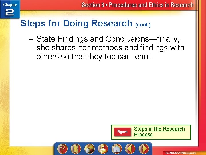 Steps for Doing Research (cont. ) – State Findings and Conclusions—finally, she shares her