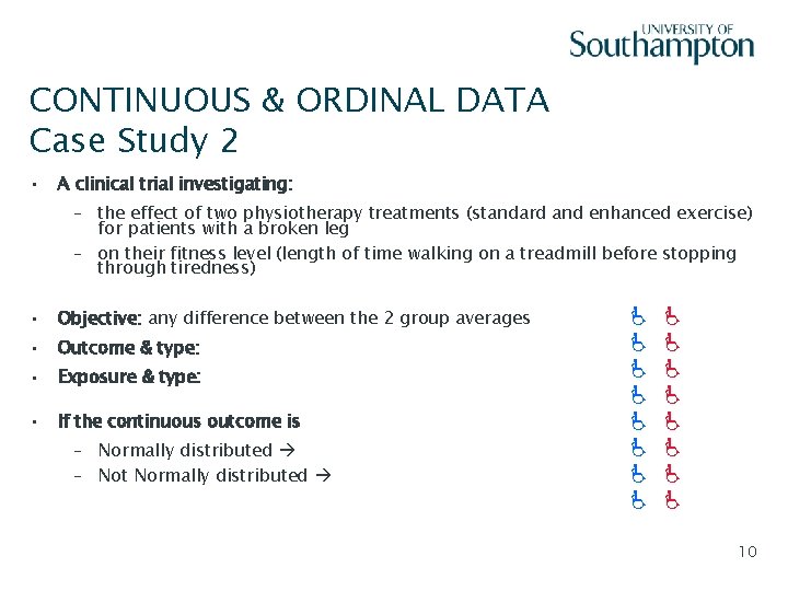 CONTINUOUS & ORDINAL DATA Case Study 2 • Slide - 10 A clinical trial