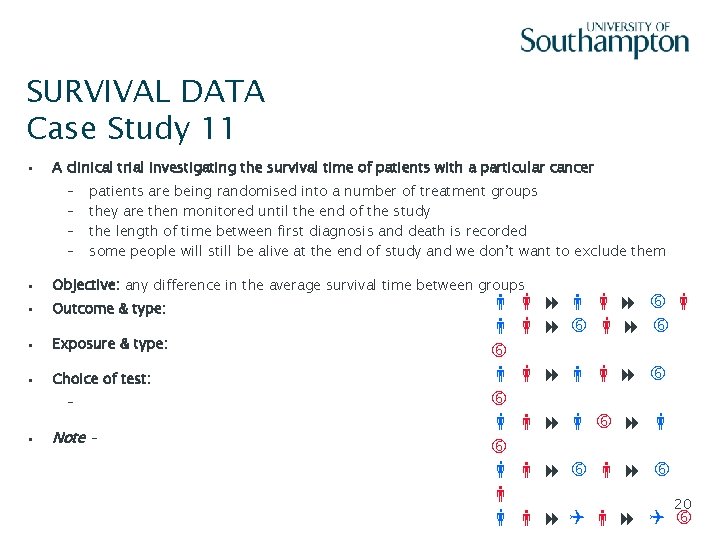 SURVIVAL DATA Case Study 11 • Slide - 20 A clinical trial investigating the