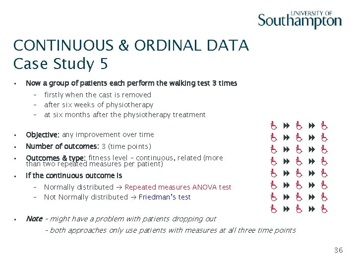 CONTINUOUS & ORDINAL DATA Case Study 5 • Now a group of patients each