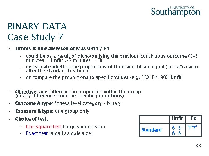 BINARY DATA Case Study 7 • Slide - 38 Fitness is now assessed only