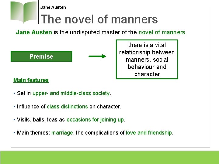 Jane Austen The novel of manners Jane Austen is the undisputed master of the