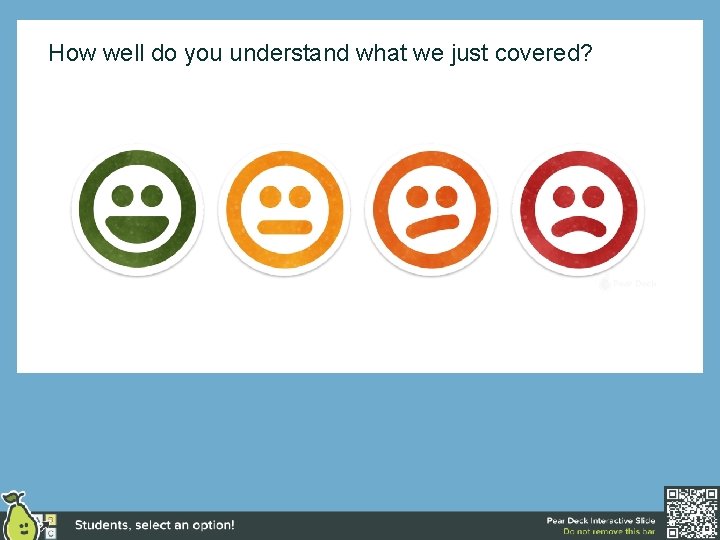 How well do you understand what we just covered? 