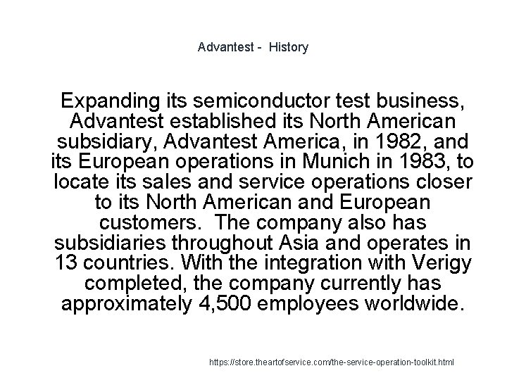 Advantest - History 1 Expanding its semiconductor test business, Advantest established its North American