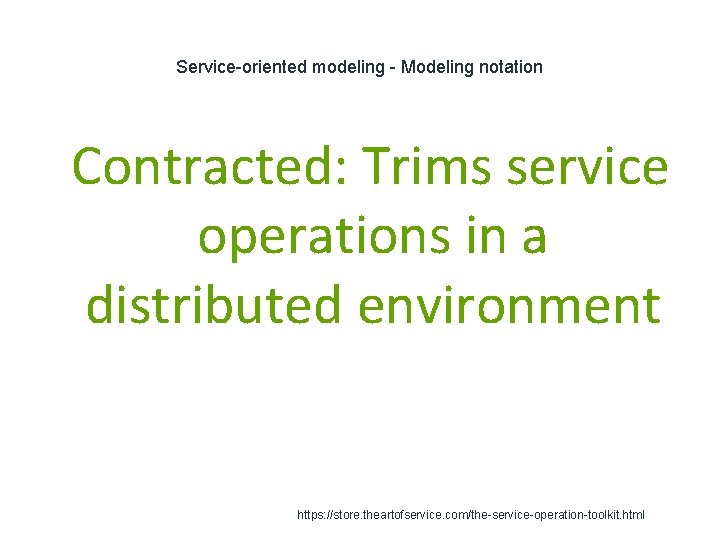 Service-oriented modeling - Modeling notation 1 Contracted: Trims service operations in a distributed environment