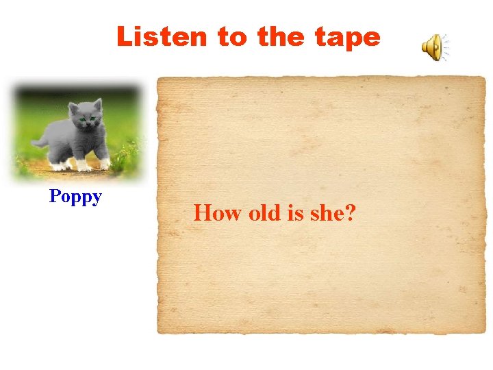 Listen to the tape Poppy How old is she? 