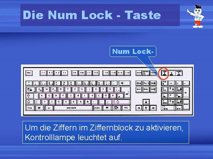 Die Num Lock - Taste Num Lock- Um die Ziffern im Ziffernblock zu aktivieren,