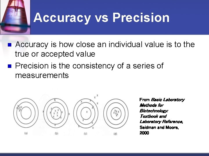 Accuracy vs Precision n n Accuracy is how close an individual value is to