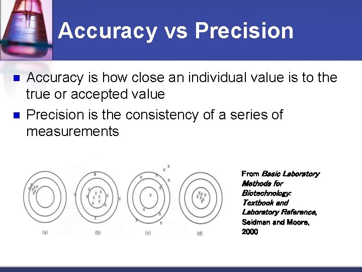 Accuracy vs Precision n n Accuracy is how close an individual value is to