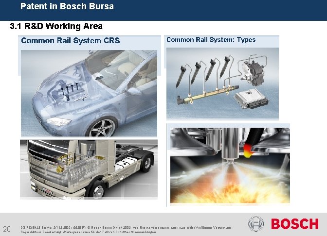 Patent in Bosch Bursa 3. 1 R&D Working Area 20 DS-PC/ENJ 3 -Bu-Va |