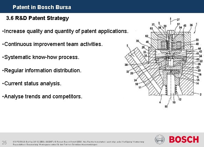 Patent in Bosch Bursa 3. 6 R&D Patent Strategy • Increase quality and quantity