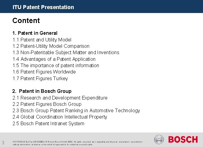 ITU Patent Presentation Content 1. Patent in General 1. 1 Patent and Utility Model