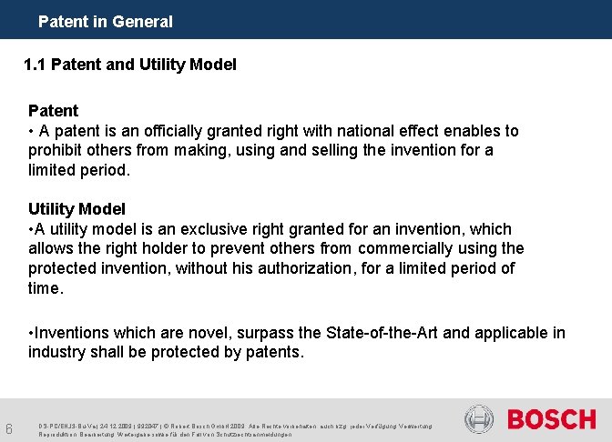 Patent in General 1. 1 Patent and Utility Model Patent • A patent is