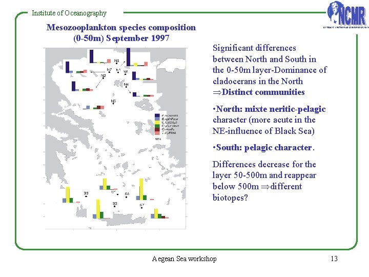 Instituteofof. Oceanography Mesozooplankton species composition (0 -50 m) September 1997 NATIONAL CENTRE FOR MARINE Instituteofof. Oceanography Mesozooplankton species composition (0 -50 m) September 1997 NATIONAL CENTRE FOR MARINE