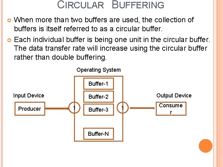 CIRCULAR BUFFERING When more than two buffers are used, the collection of buffers is