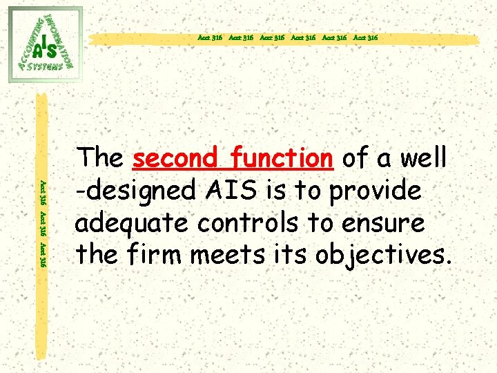 Acct 316 Acct 316 Acct 316 The second function of a well -designed AIS
