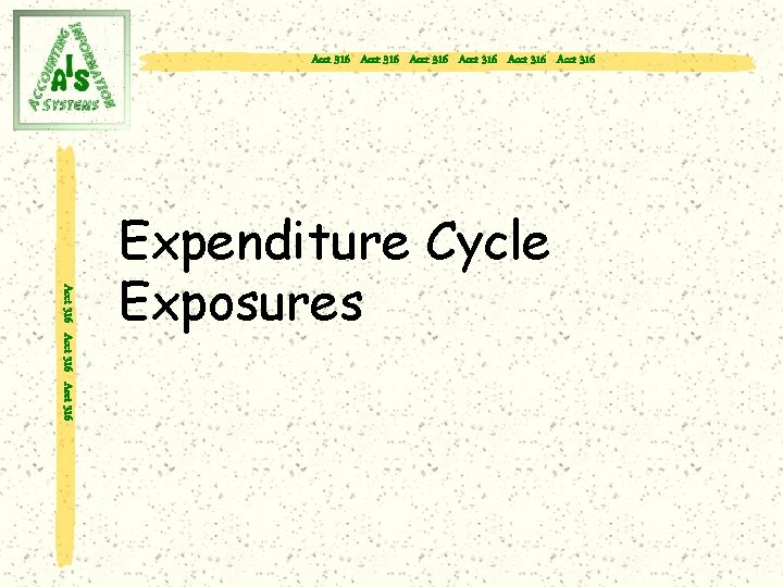 Acct 316 Acct 316 Acct 316 Expenditure Cycle Exposures 