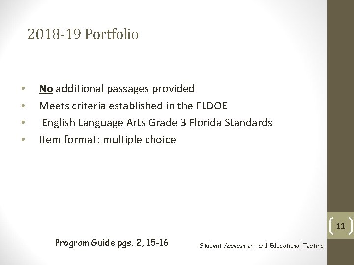 2018 -19 Portfolio • • No additional passages provided Meets criteria established in the 2018 -19 Portfolio • • No additional passages provided Meets criteria established in the
