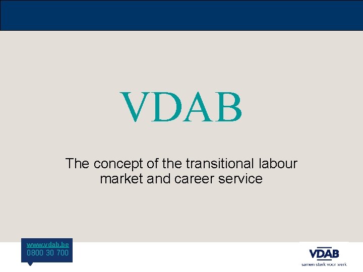 VDAB The concept of the transitional labour market and career service www. vdab. be