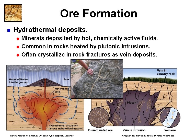 Ore Formation < Hydrothermal deposits. = Minerals deposited by hot, chemically active fluids. =
