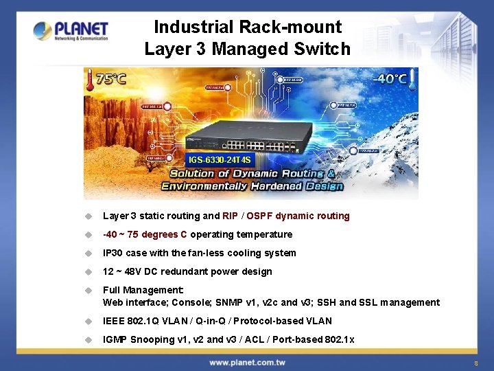 Industrial Rack-mount Layer 3 Managed Switch IGS-6330 -24 T 4 S u Layer 3