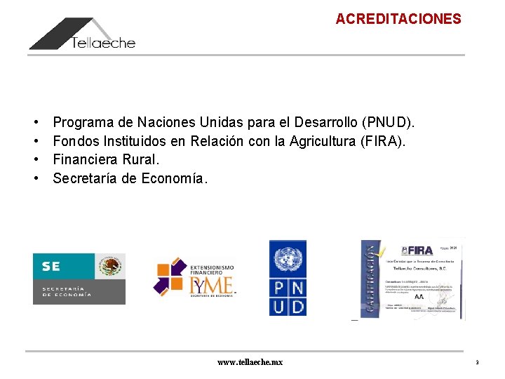 ACREDITACIONES • • Programa de Naciones Unidas para el Desarrollo (PNUD). Fondos Instituidos en