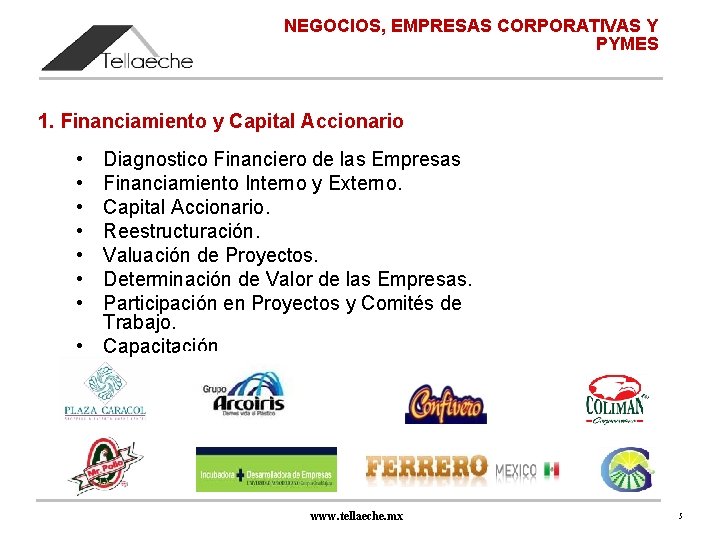 NEGOCIOS, EMPRESAS CORPORATIVAS Y PYMES 1. Financiamiento y Capital Accionario • • Diagnostico Financiero NEGOCIOS, EMPRESAS CORPORATIVAS Y PYMES 1. Financiamiento y Capital Accionario • • Diagnostico Financiero