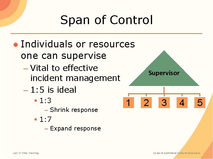 Span of Control ● Individuals or resources one can supervise – Vital to effective