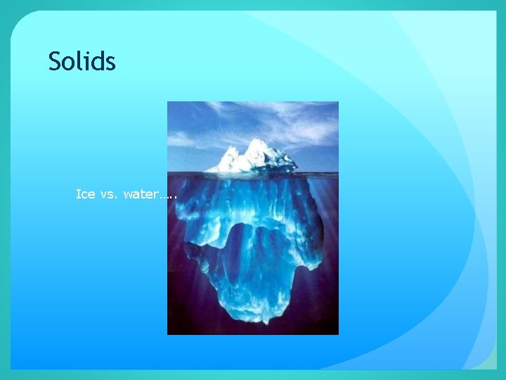 Solids Ice vs. water…. . 