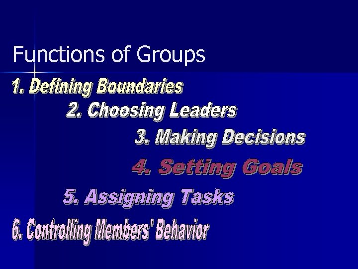 Functions of Groups 