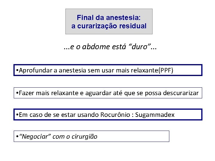 Final da anestesia: a curarização residual . . . e o abdome está “duro”.