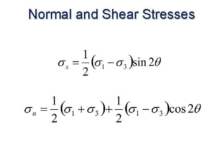 Normal and Shear Stresses 