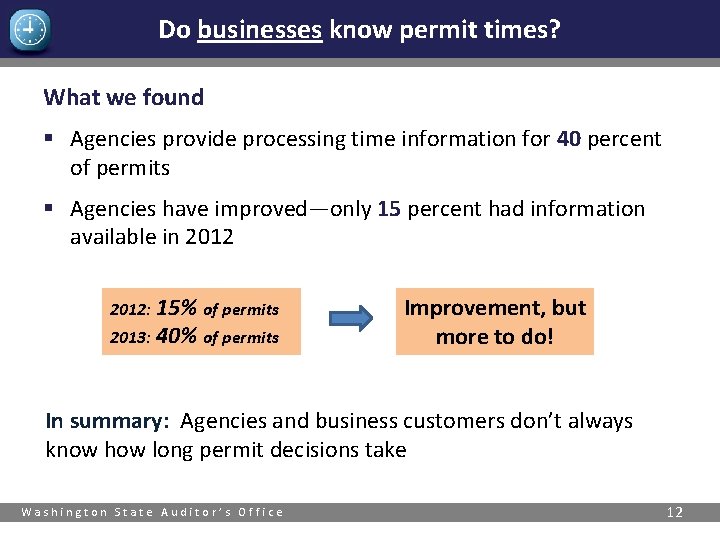 Do businesses know permit times? What we found § Agencies provide processing time information