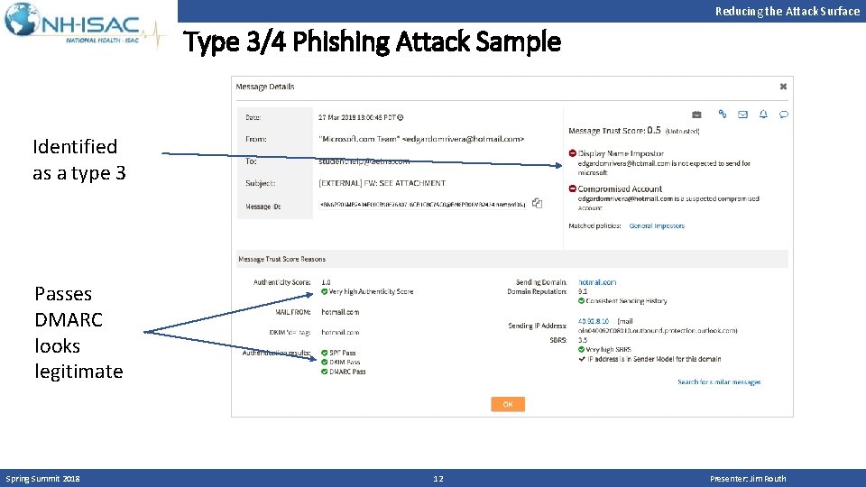 Reducing the Attack Surface Type 3/4 Phishing Attack Sample Identified as a type 3