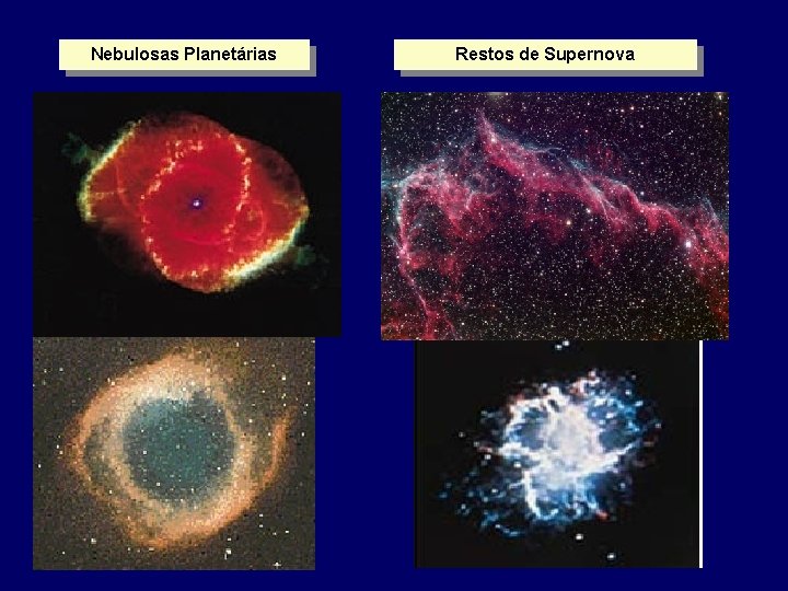 Nebulosas Planetárias Restos de Supernova Nebulosas Planetárias Restos de Supernova
