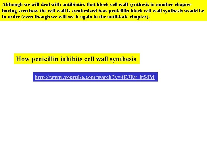 Although we will deal with antibiotics that block cell wall synthesis in another chapterhaving
