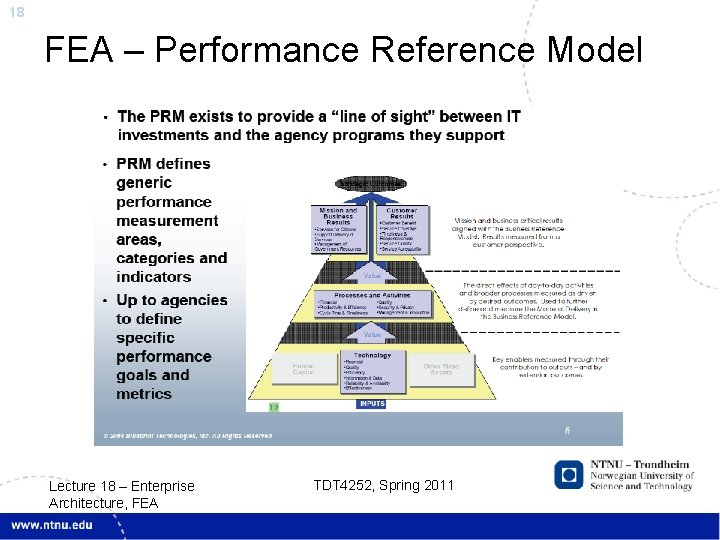 18 FEA – Performance Reference Model Lecture 18 – Enterprise Architecture, FEA TDT 4252,