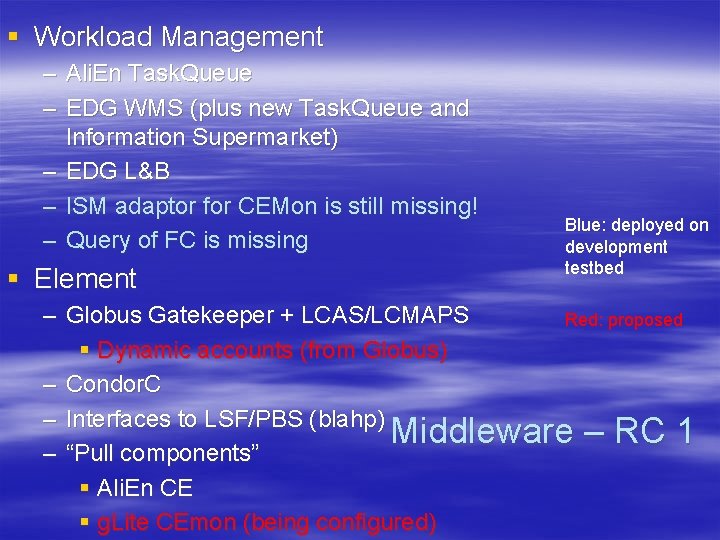 § Workload Management – Ali. En Task. Queue – EDG WMS (plus new Task.